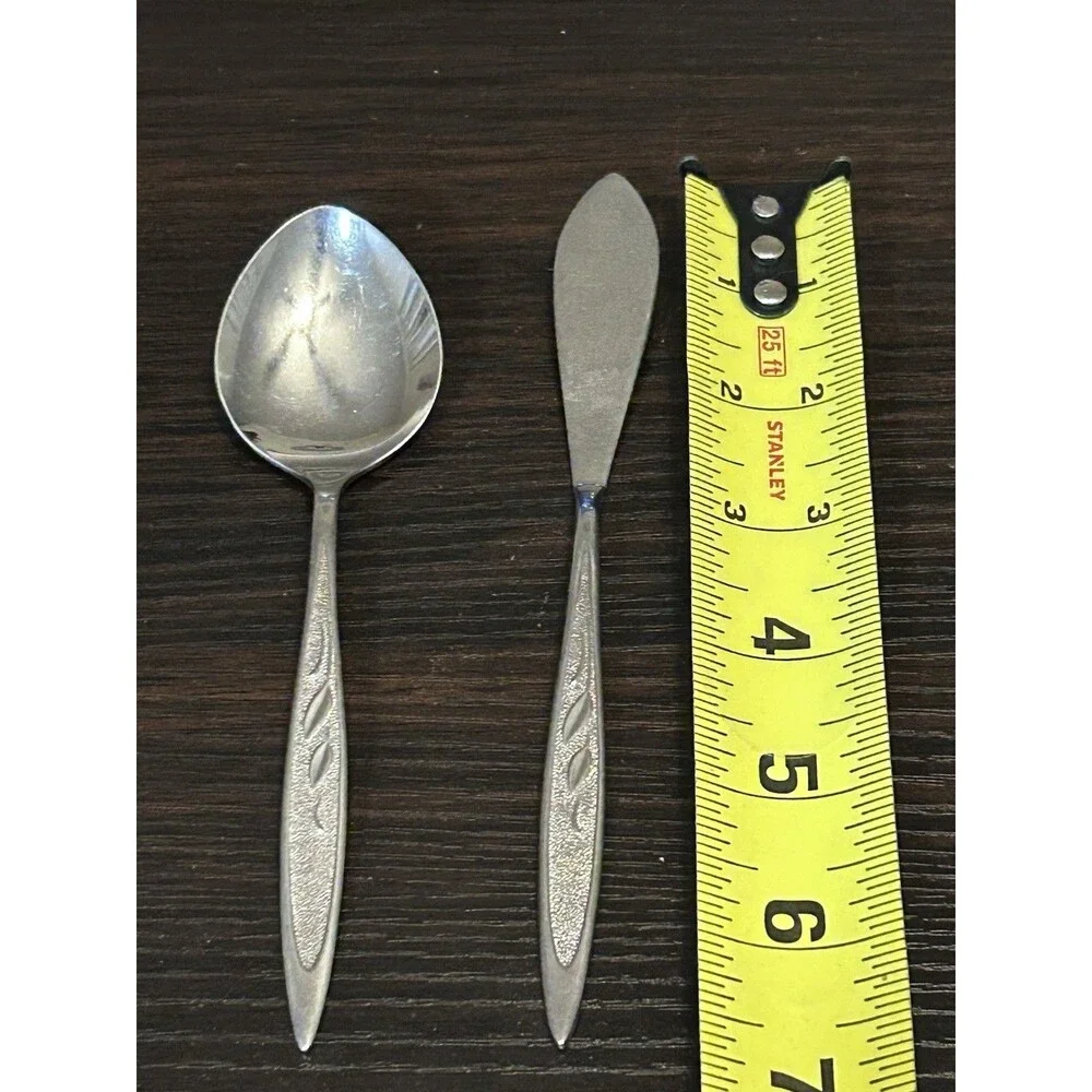 2 Vtg Oneida Royal Harvest Stainless Teaspoon & Butter Spreader Flatware Lot